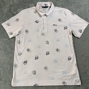 Travis Mathew x Bauer Men's Golf Hockey White Skull Polo Shirt Sz XL